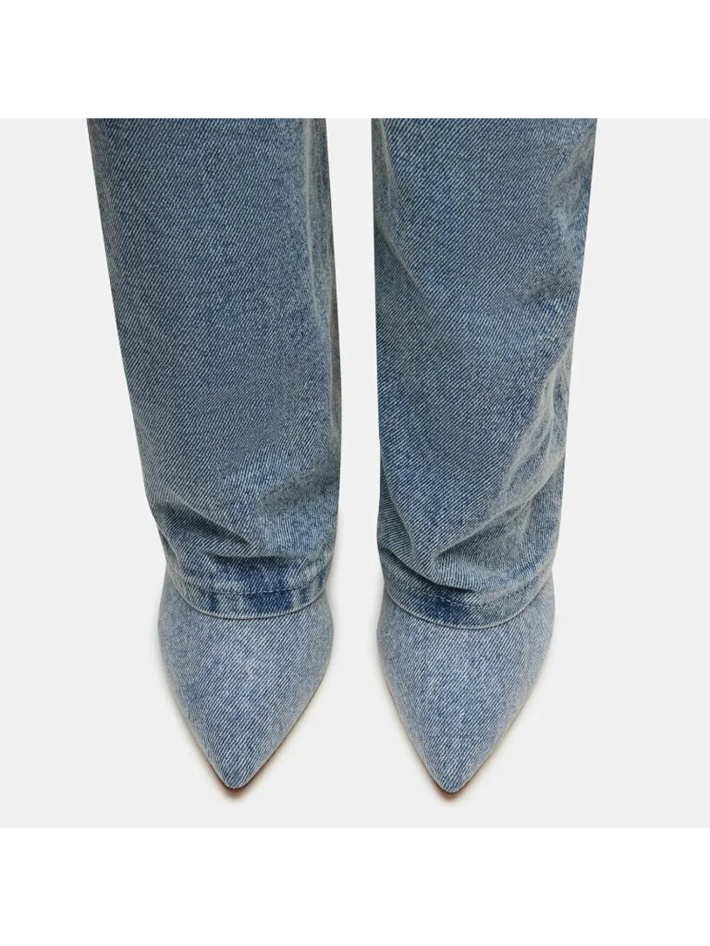Women's Denim Fold Over Wide Calf Wedge Heel Knee High With Decorative Lock Boot